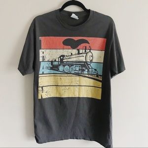 Port & Co Med Grey Train Graphic T-Shirt